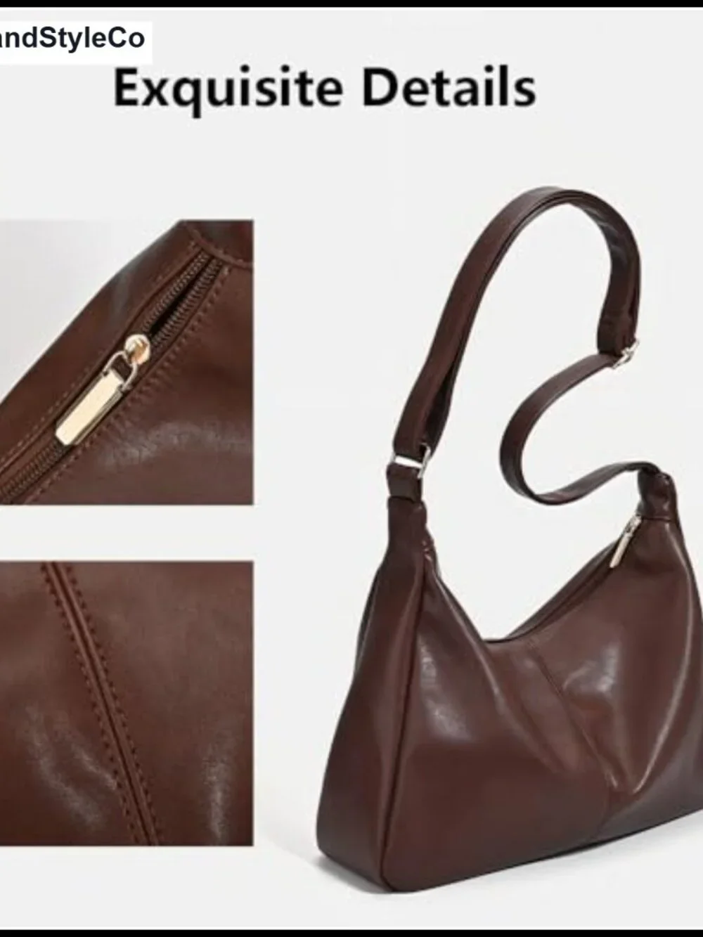 Vegan Leather Hobo Shoulder Bag Slouchy Crossbody Purse Adjustable Strap